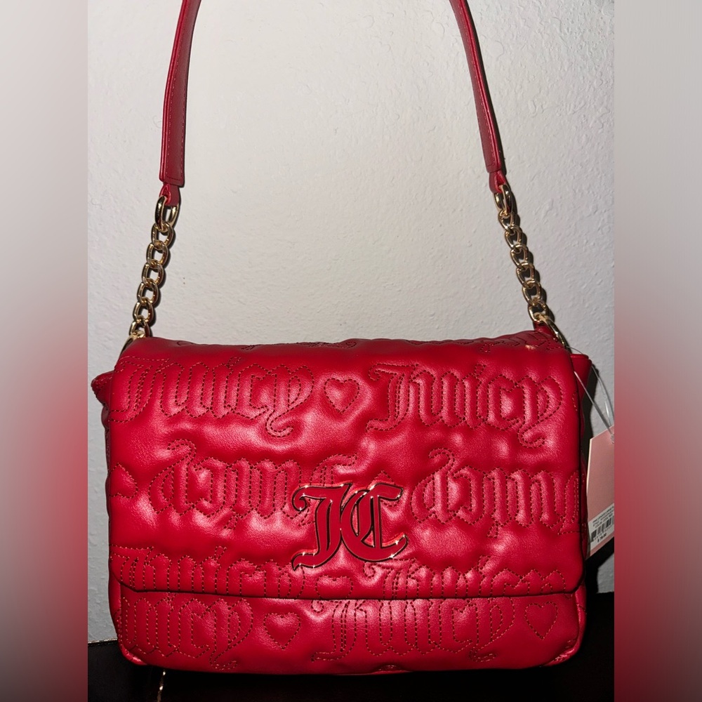 Juicy Couture Pink League Large Flap Cool Red Crossbody Bag